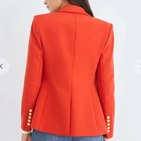 Veronica Beard Miller Dickey Jacket Blazer Flame Red with Gold Buttons - Picture 4 of 12